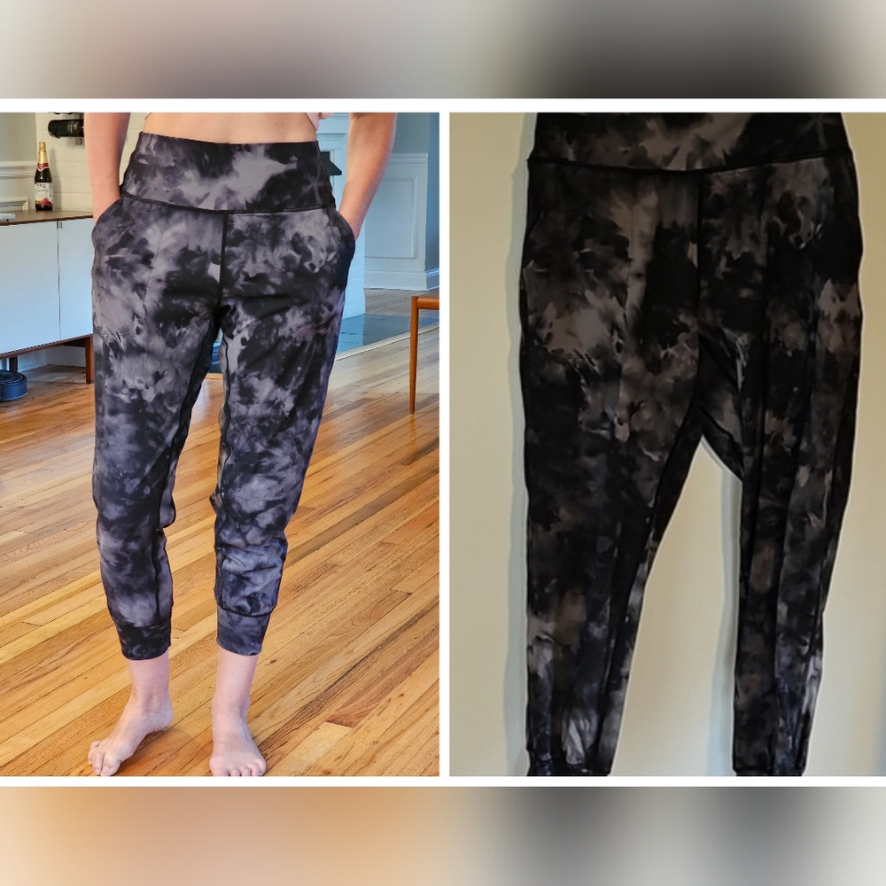 Women's Black and Gray Tie Dye Joggers, Small